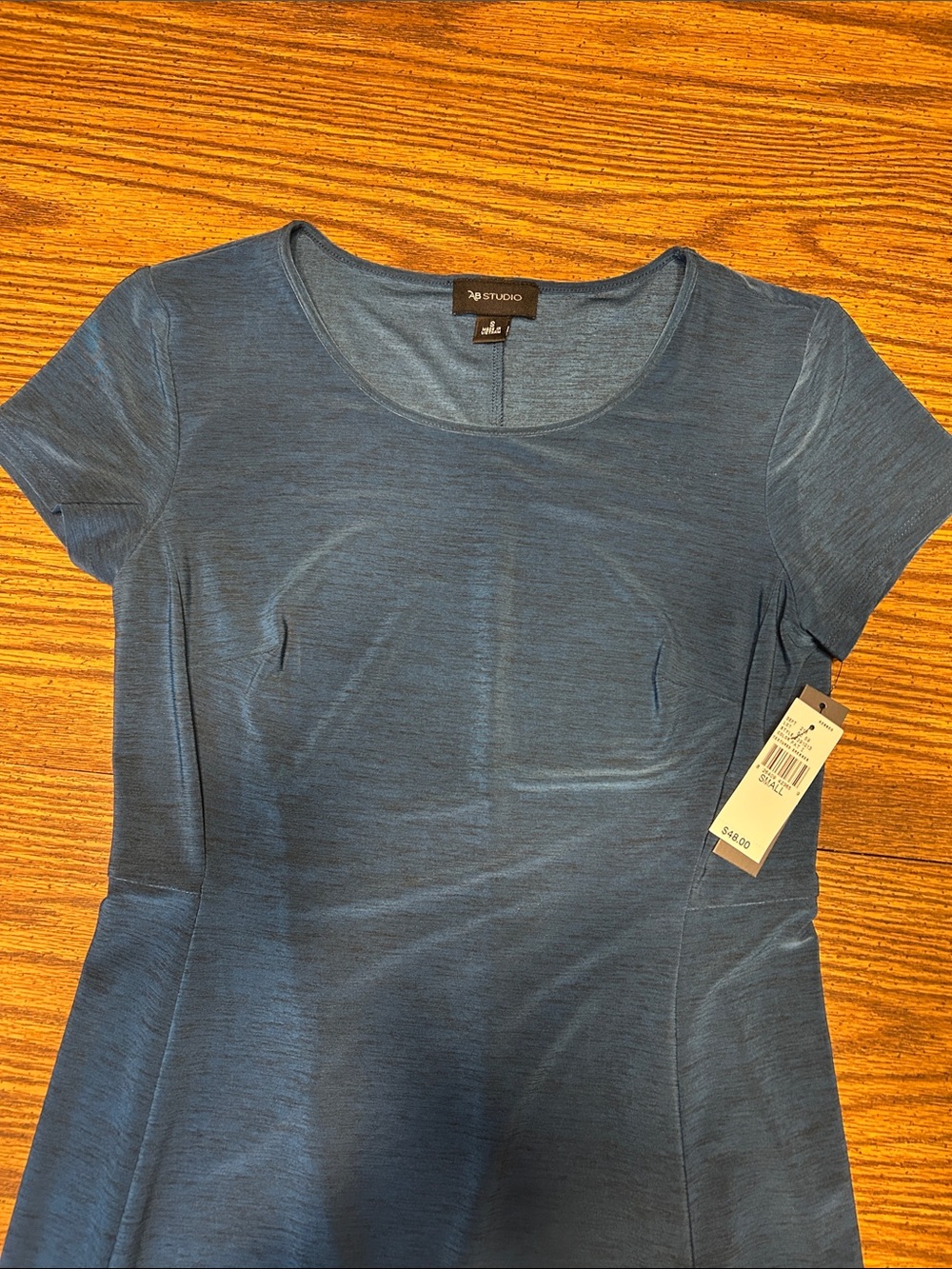 Studio Short Sleeve Scoop Neck Top in Denim Blue